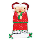 Family with Red Pajama Personalized Christmas Ornament