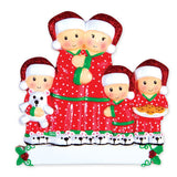 Family with Red Pajama Personalized Christmas Ornament