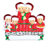 Family with Red Pajama Personalized Christmas Ornament
