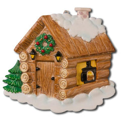 Log Cabin Personalized Christmas Ornament