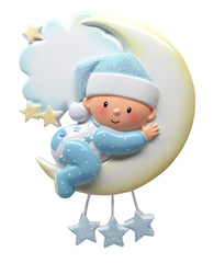 Sleeping Baby on Moon Personalized Christmas Ornament