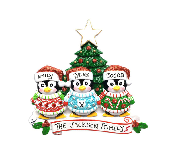 Family Wearing Ugly Sweater Personalized Christmas Ornament
