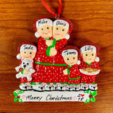 Family with Red Pajama Personalized Christmas Ornament