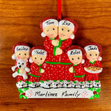 Family with Red Pajama Personalized Christmas Ornament