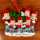 Family Carrying Christmas Tree Lot Personalized Christmas Ornament