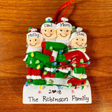 Family Tangled In Christmas Lights Personalized Christmas Ornament