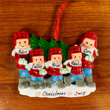 Family Carrying Christmas Tree Lot Personalized Christmas Ornament