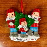 Family Carrying Christmas Tree Lot Personalized Christmas Ornament