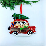 Famiy Carrying Christmas Tree Personalized Christmas Ornament