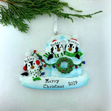 Penguin Family in Igloo Personalized Christmas Ornament