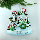 Penguin Family in Igloo Personalized Christmas Ornament