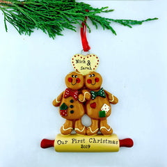Gingerbread Cookies Personalized Couple Ornament