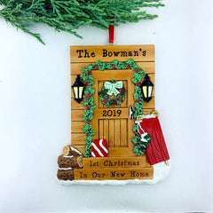 Rustic Country House Home Door Personalized Christmas Ornament