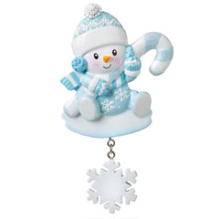 Snow Baby with Candy Cane Personalized Christmas Ornament