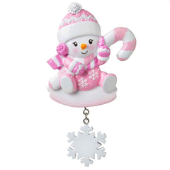 Snow Baby with Candy Cane Personalized Christmas Ornament