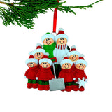 Family with Snow Shovel Personalized Christmas Ornament