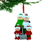 Family with Snow Shovel Personalized Christmas Ornament