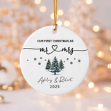 Personalized First Christmas Mr & Mrs Ceramics Ornament: 2025 Wedding Keepsake Gifts