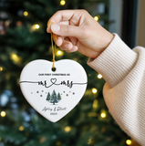 Personalized First Christmas Mr & Mrs Ceramics Ornament: 2025 Wedding Keepsake Gifts