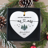 Personalized First Christmas Mr & Mrs Ceramics Ornament: 2025 Wedding Keepsake Gifts