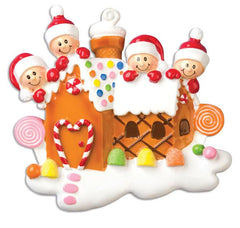 Christmas Family Living in Gingerbread House Personalized Ornament