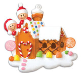 Christmas Family Living in Gingerbread House Personalized Ornament