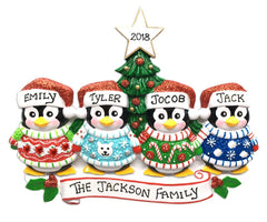 Family Wearing Ugly Sweater Personalized Christmas Ornament