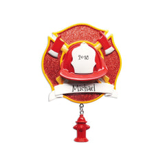 Firefighter Helmet and Axe Personalized Ornament