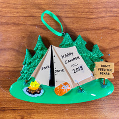 Camping Tent Personalized Christmas Ornament