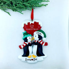 Penguin Couple Personalized Christmas Ornament