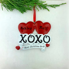 XOXO Couple Personalized Christmas Ornament