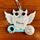Baby Owl Personalized Christmas Ornament, Baby's First Christmas Ornament