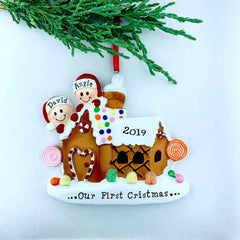 Christmas Family Living in Gingerbread House Personalized Ornament