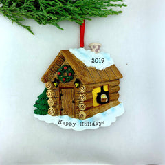 Log Cabin Personalized Christmas Ornament