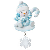 Snow Baby with Candy Cane Personalized Christmas Ornament