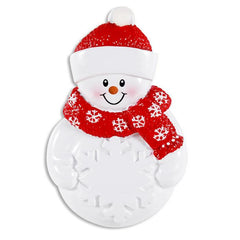Snowman With Snowflake Personalized Christmas Ornament