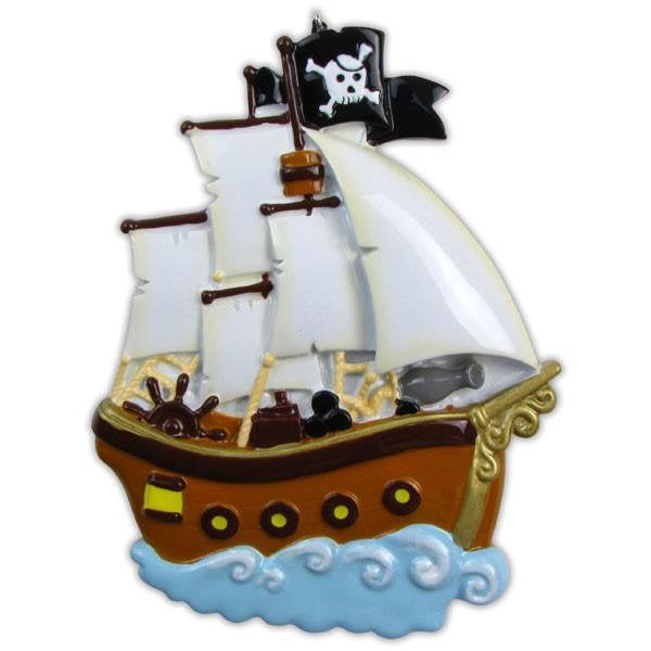 Pirate Ship Personalized Christmas Ornament