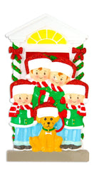 Family with Dog Personalized Christmas Ornament