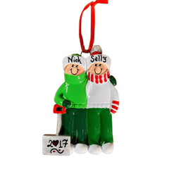 Family with Snow Shovel Personalized Christmas Ornament